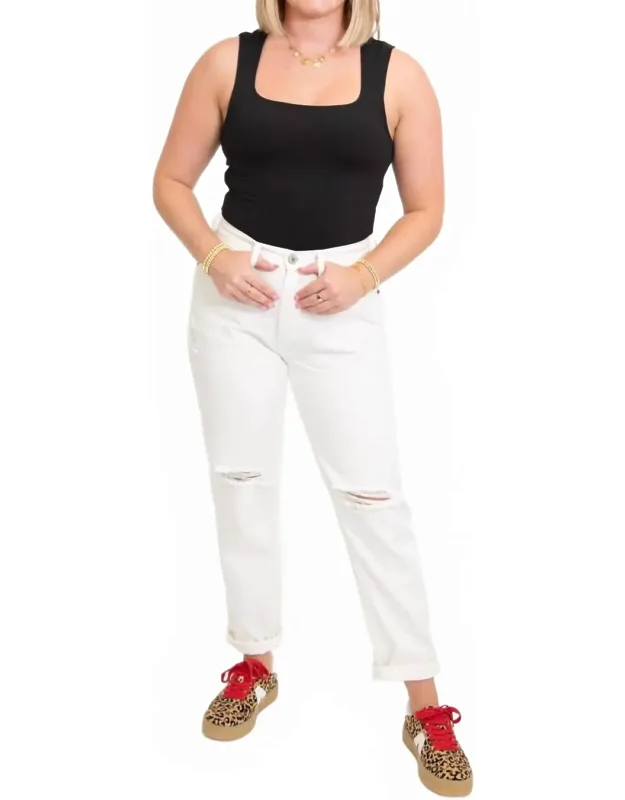 Distressed Straight Leg Jeans
