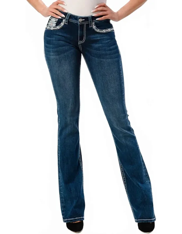 Star Mid Rise Easy Bootcut Stretch Jeans
