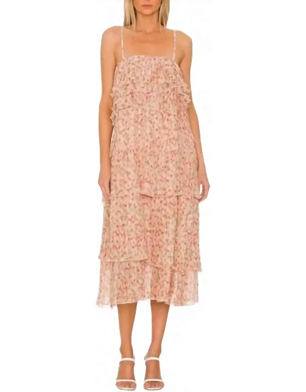 Floral Pleated Tiered Dress
