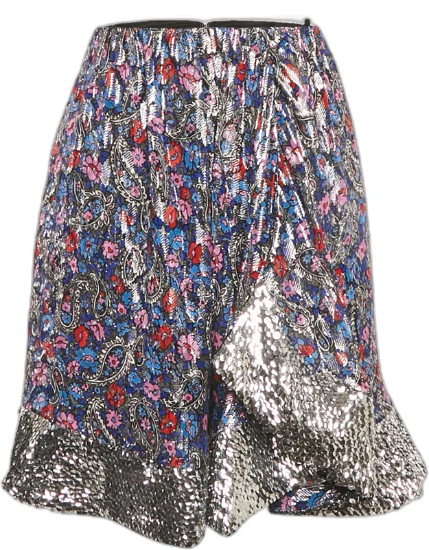 Sequin Hem Brocade Mini Skirt