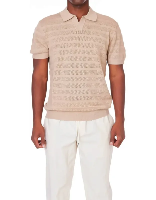 Textured Short Sleeve Polo Shirt