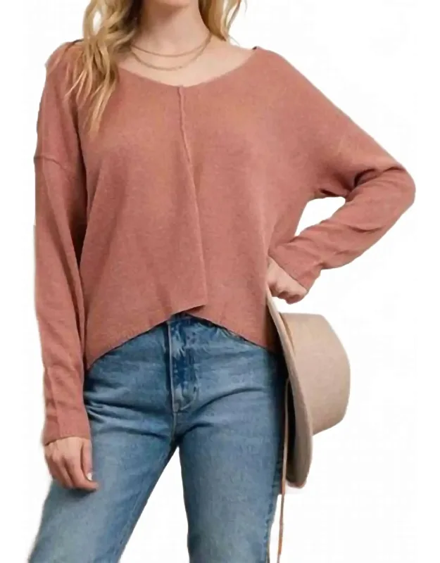 Lightweight Back Button Sweater
