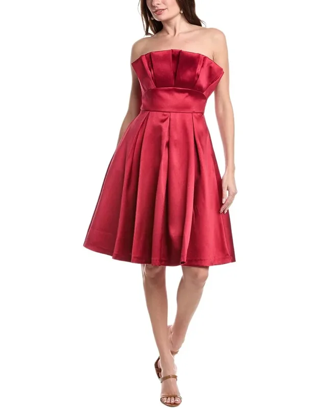 Strapless Pleated Mikado Short Dress