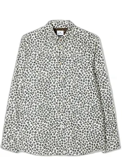 Animal Print Corduroy Button-down Shirt