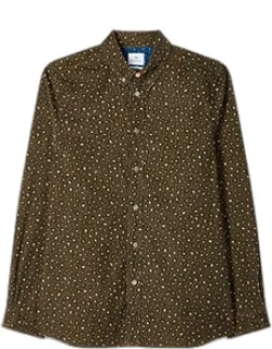 Animal Print Corduroy Button-down Shirt