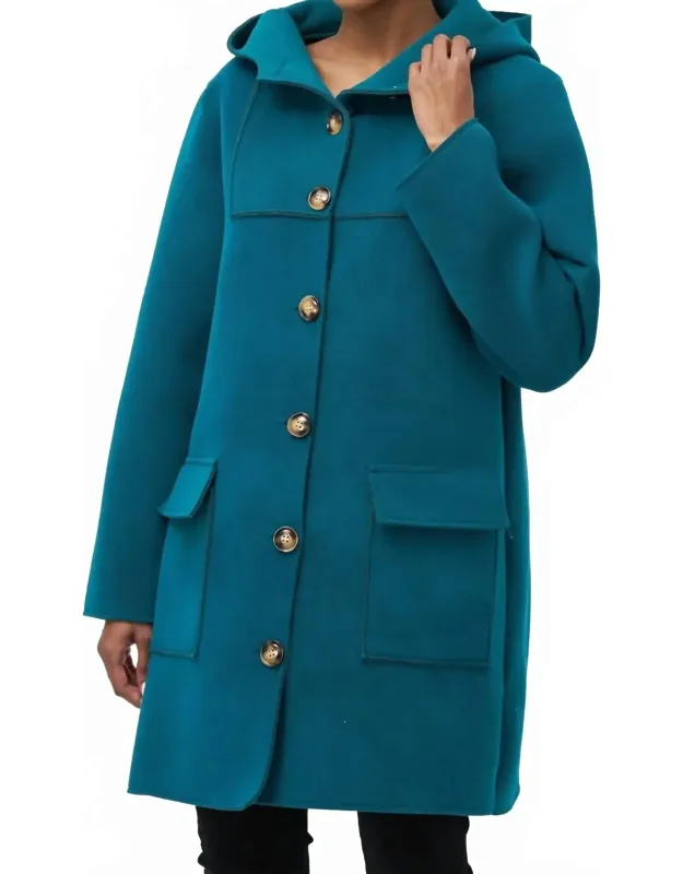 Hooded Button Long Coat