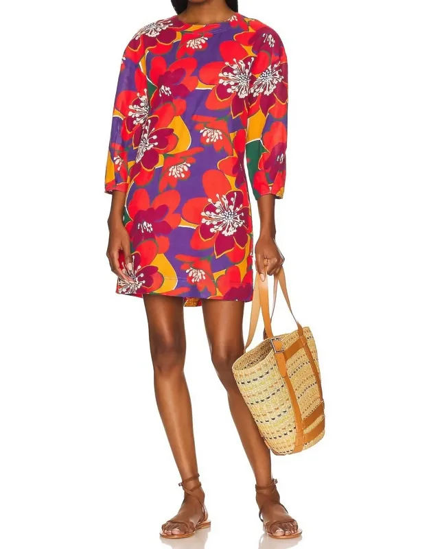 Floral Long Sleeve Open Back Mini Dress