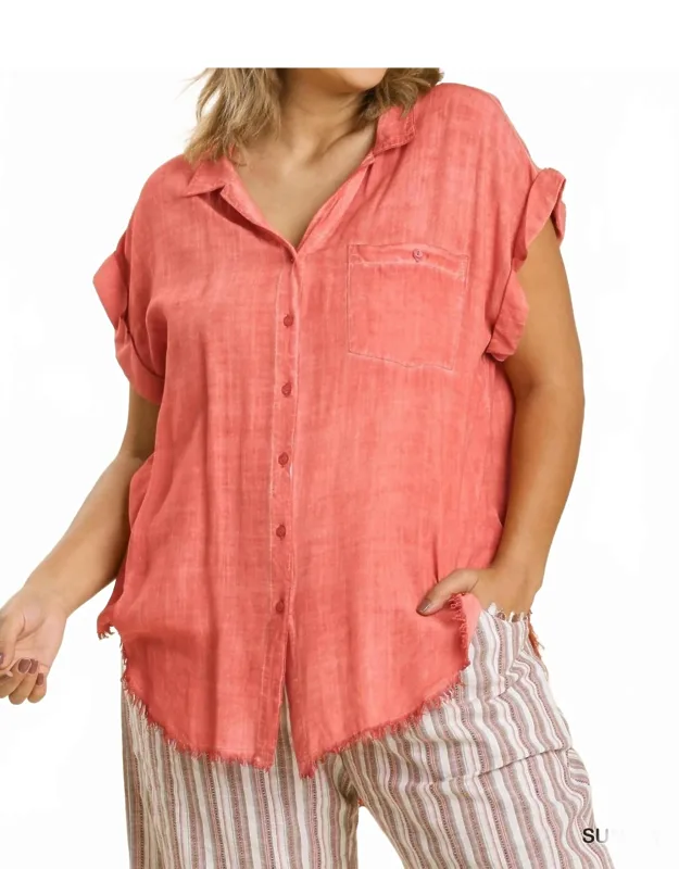 Fade Wash Button Front Top