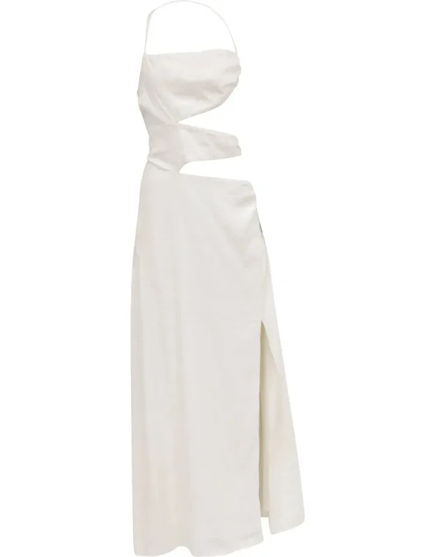 Cut-out Side-slit Halter Strap Maxi Dress