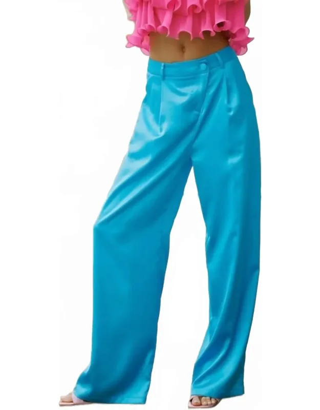 Satin Asymmetrical Front Wide Pants