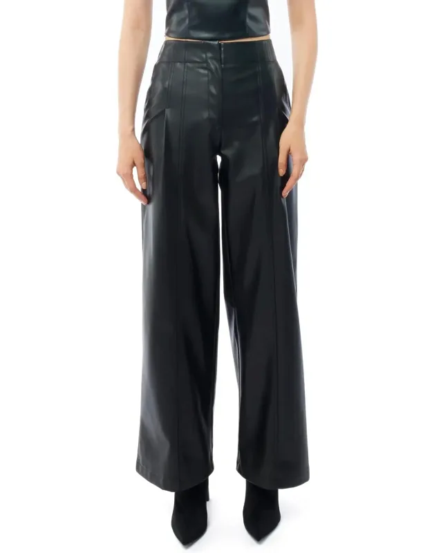 Faux Leather Wide Leg Pants