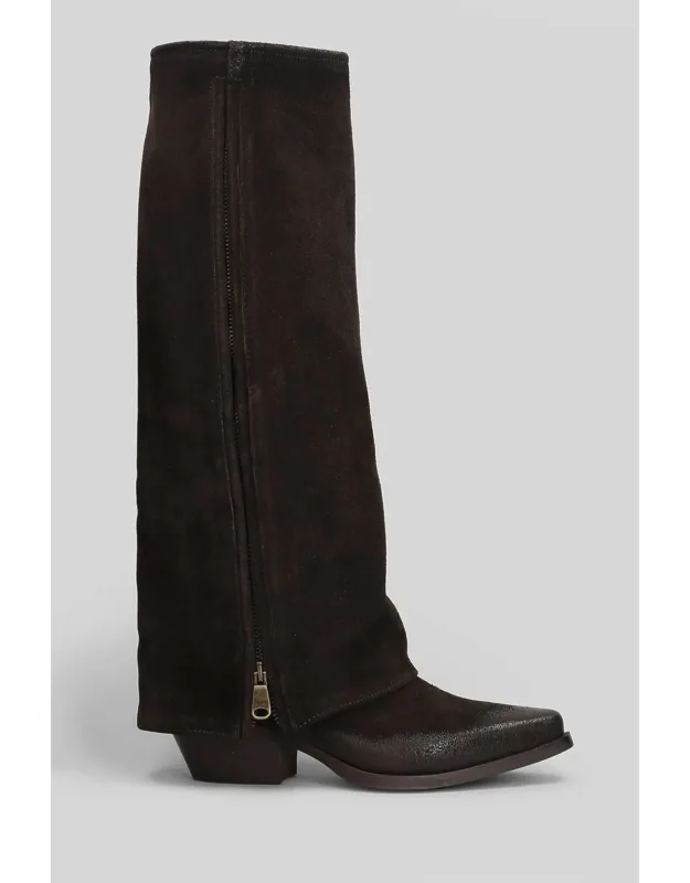 Texan Boots With Cuffed Hem And Side Zip