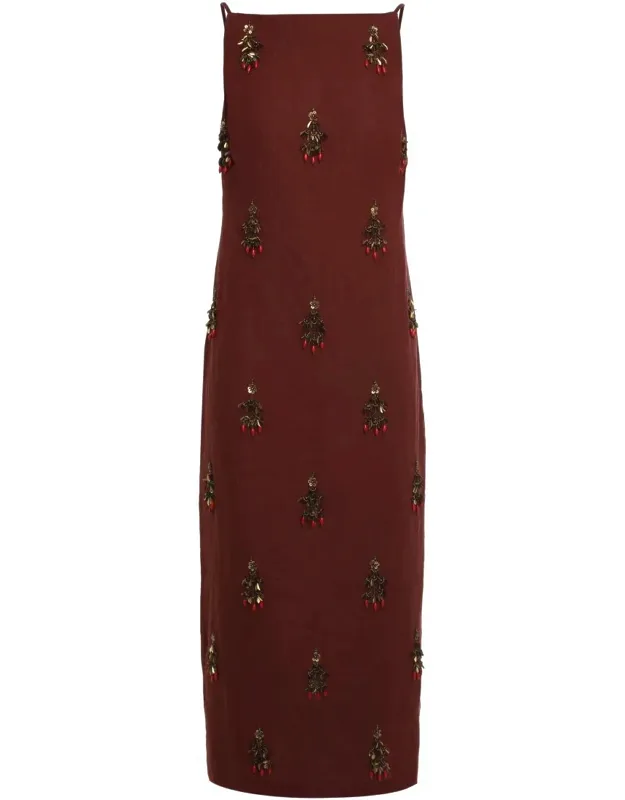 Linen Dress With Pearls