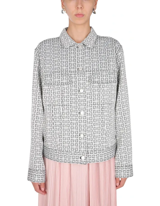 _givenchy 4g Jacquard Jacket With Silver Finish And 4g Metal Rivet_