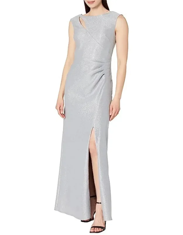 Maxi Dress With Cutout Sleeves And Side Slit