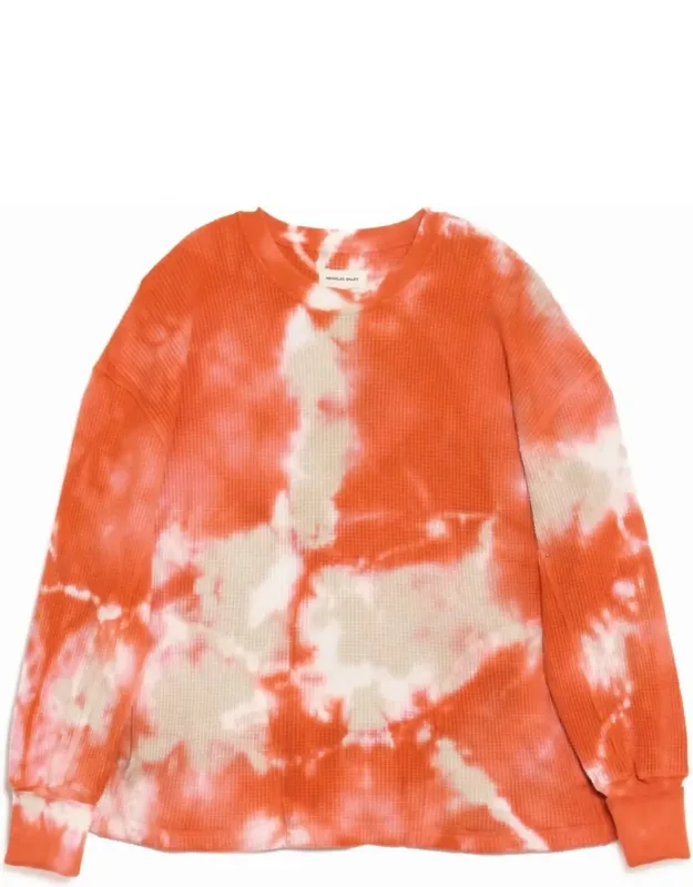 Waffle Crew Neck Tie Dye Top