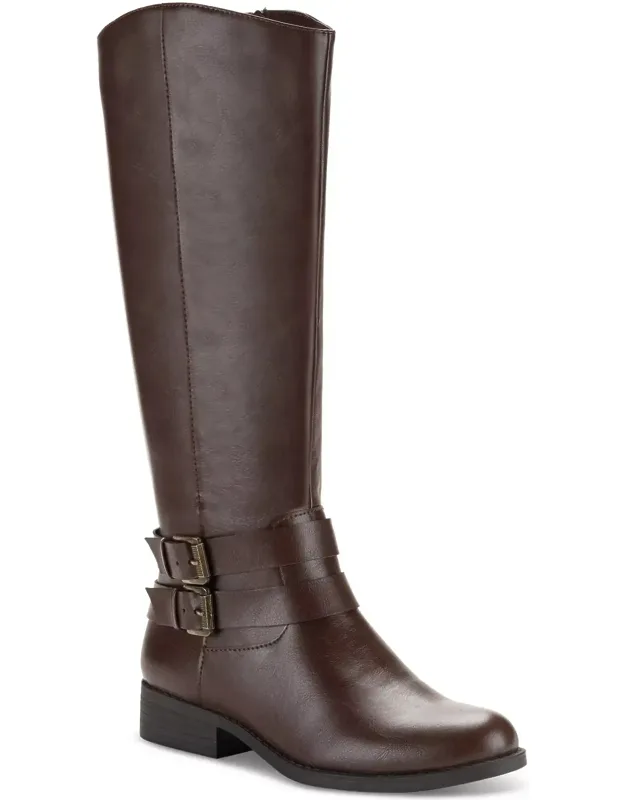 Maliaa Faux Leather Knee High Riding Boots