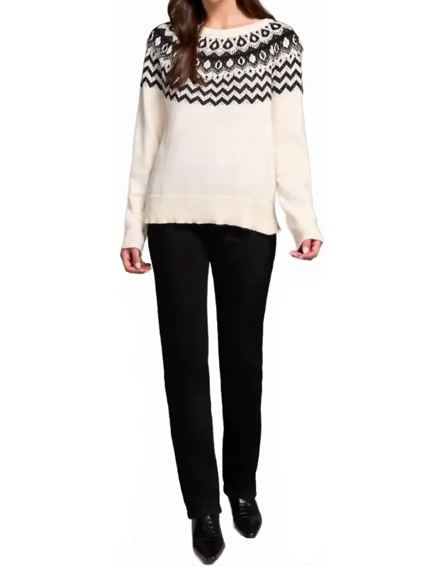 Fair Isle Soft Beaded Scoop Neck Sweater