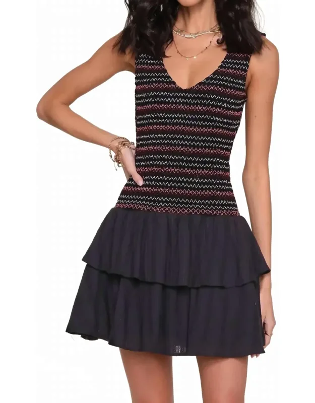 Ravi Mini Dress With Fit And Flare Silhouette, Contrast Smocking