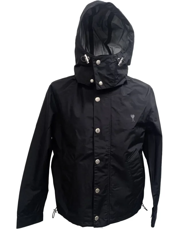 Logo-embroidered Hooded Rain Jacket