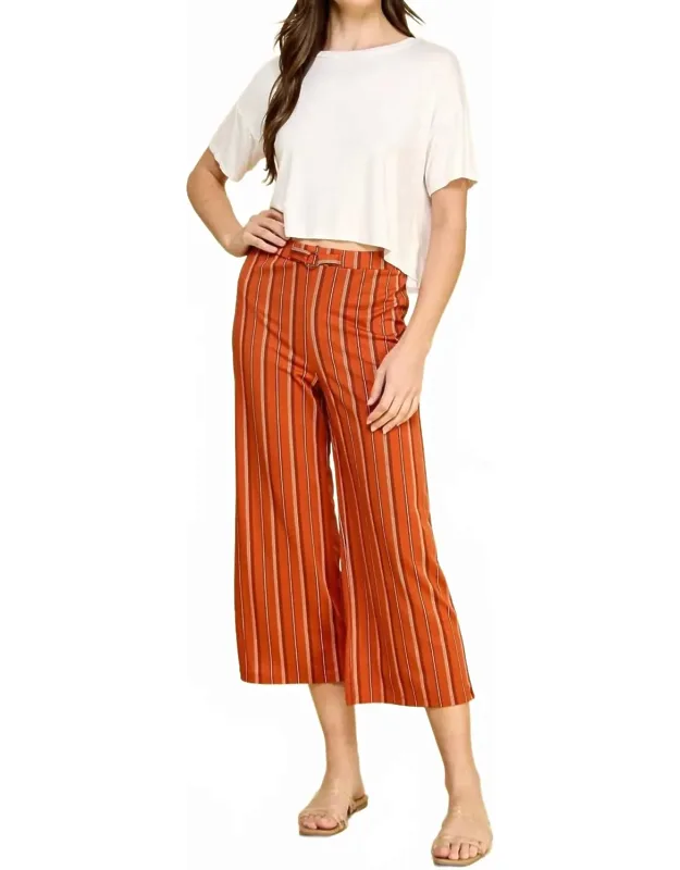 High Waist Cropped Striped Pants