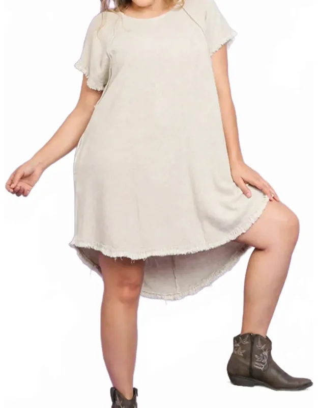 High-low Scoop Frayed Hemline V-neck Dress