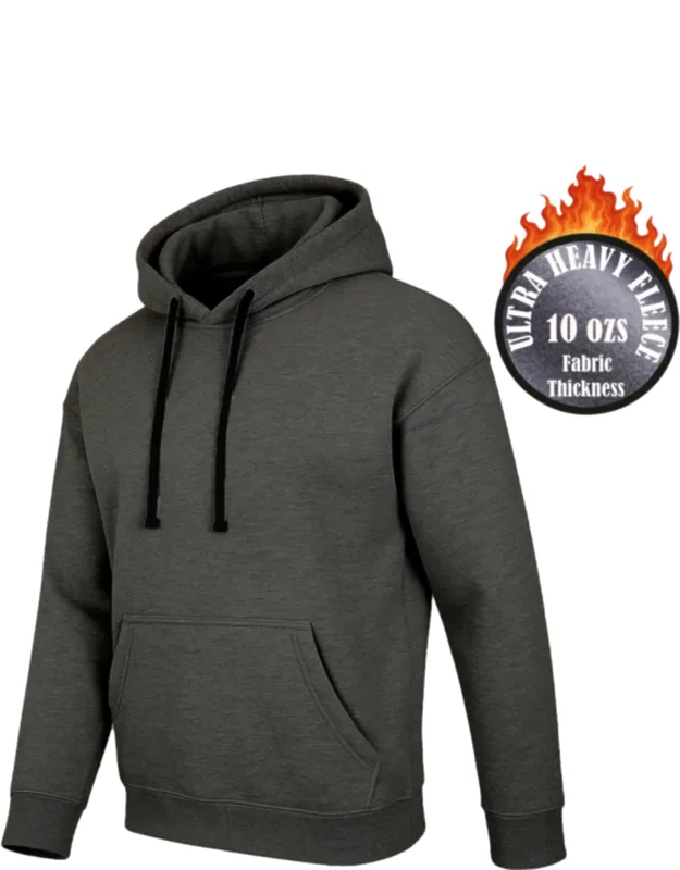 Blue Ice Super Heavyweight Fleece-lined Pullover Hoodie With Adjustable Drawstring And Ribbed Cuffs