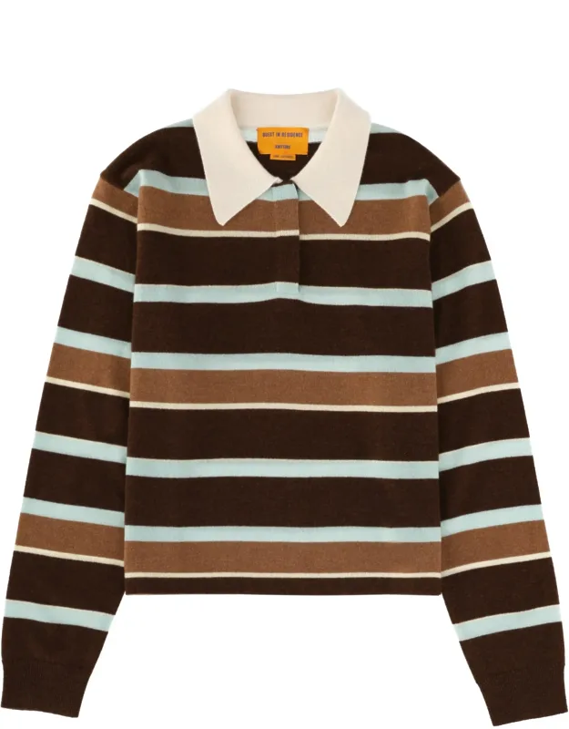 Cropped Stripe Rugby Polo Shirt
