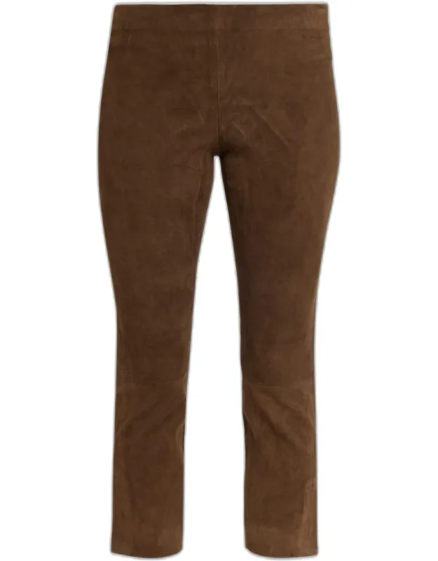 Stretch-suede Split Hem Crop Pants