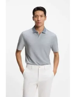 Cotton-silk Polo Shirt With Three-tone Structure