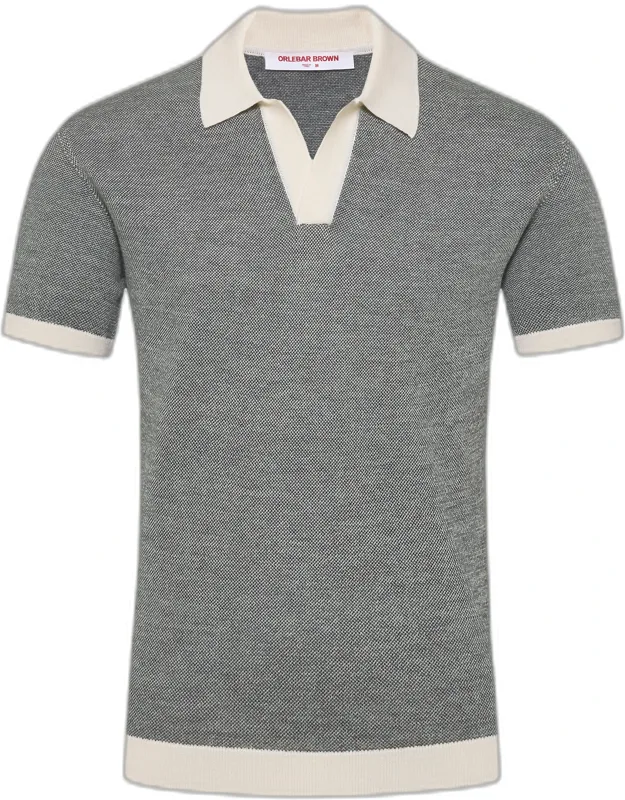 Tailored Fit Contrast Texture Merino Polo Shirt
