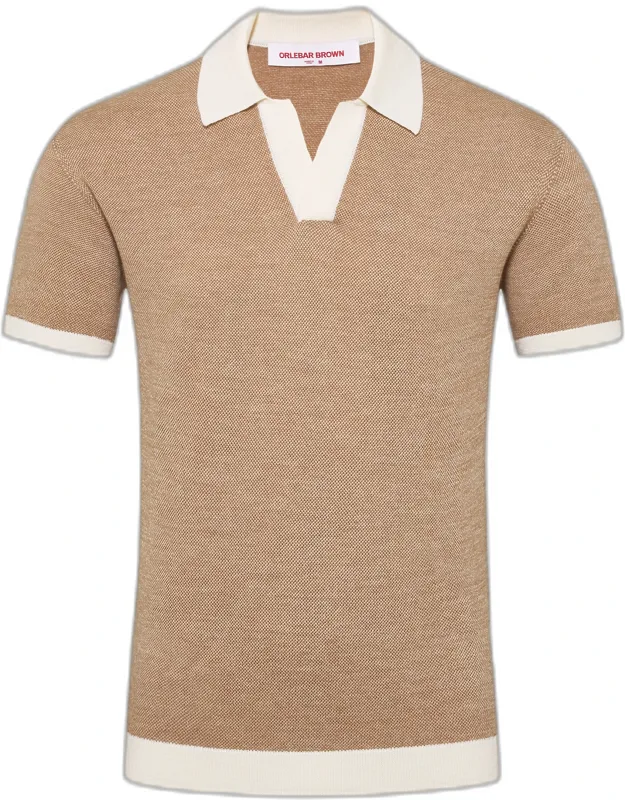 Tailored Fit Contrast Texture Merino Polo Shirt