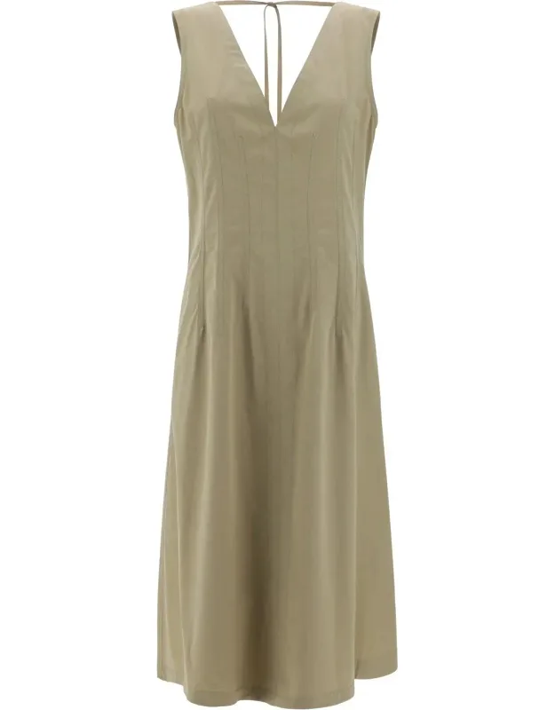 V-neck Sleeveless Midi Dress