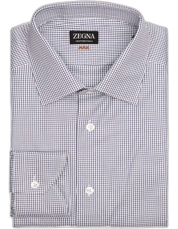 Centoventimila Cotton Micro-check Dress Shirt