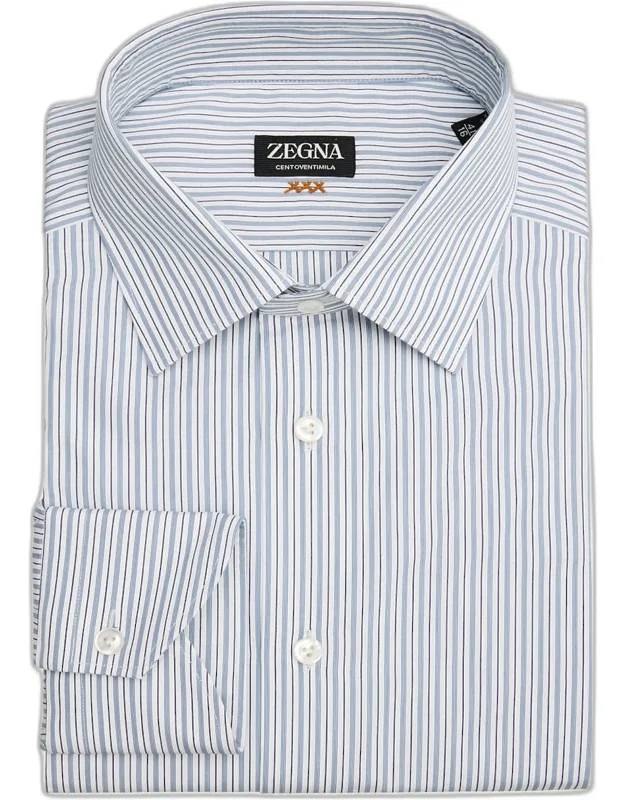 Centoventimila Cotton Multi-stripe Dress Shirt