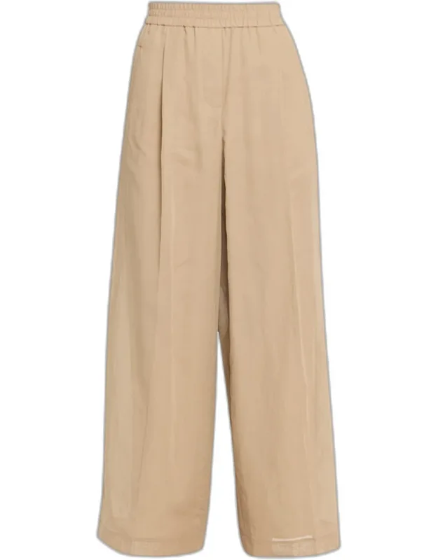 Cotton Gauze Wide-leg Pull-on Track Pants