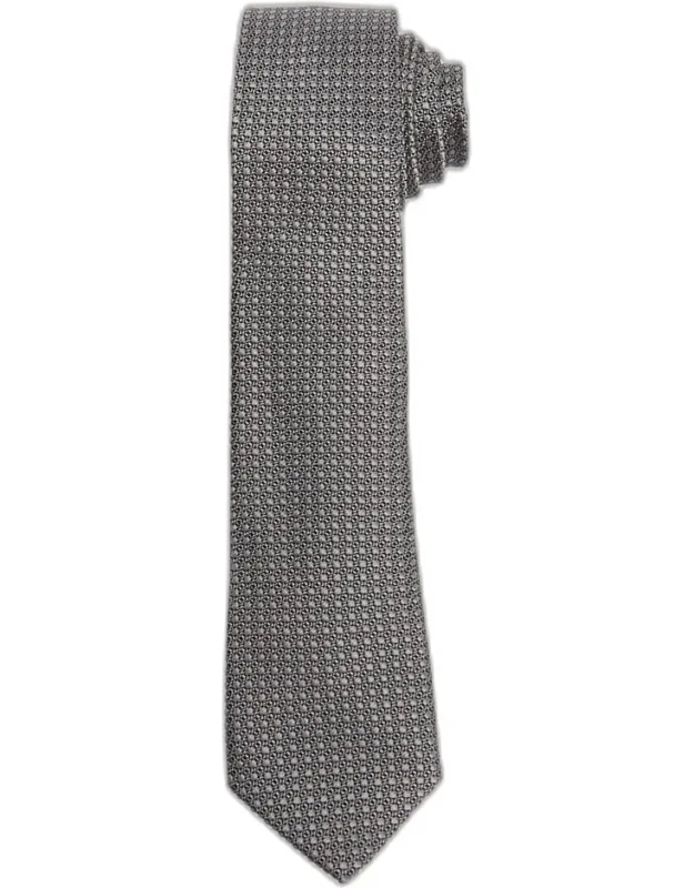 Fall Silk Tie With Repeating Tonal Dot Pattern