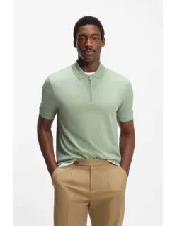 Zip-placket Polo Shirt In A Cotton Blend