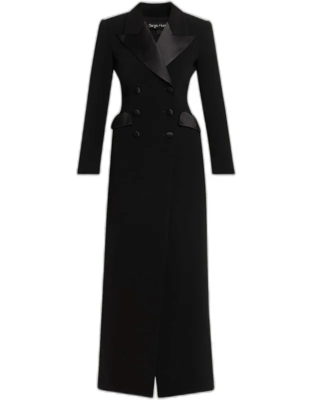 Double-breasted Satin-lapel Coat