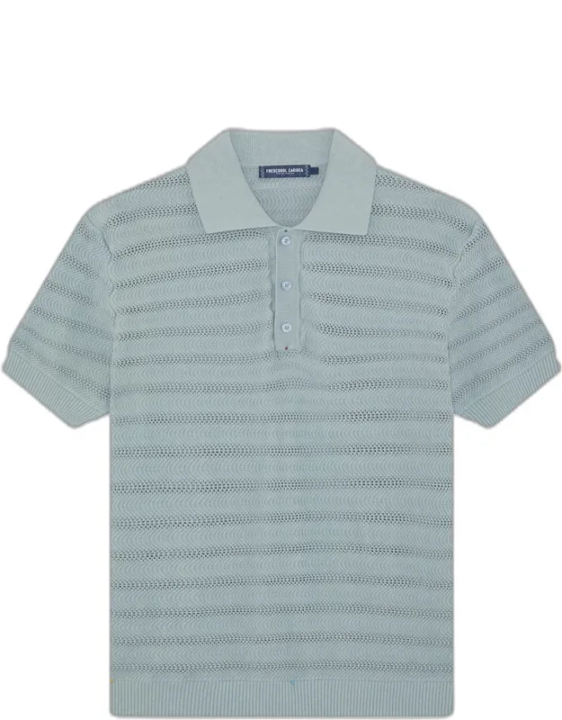Vidal Cotton Knit Jacquard Stripe Polo Shirt