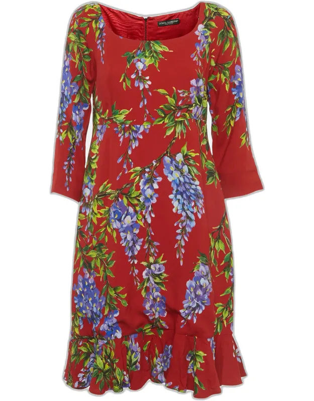 Floral Print Crepe Mini Dress