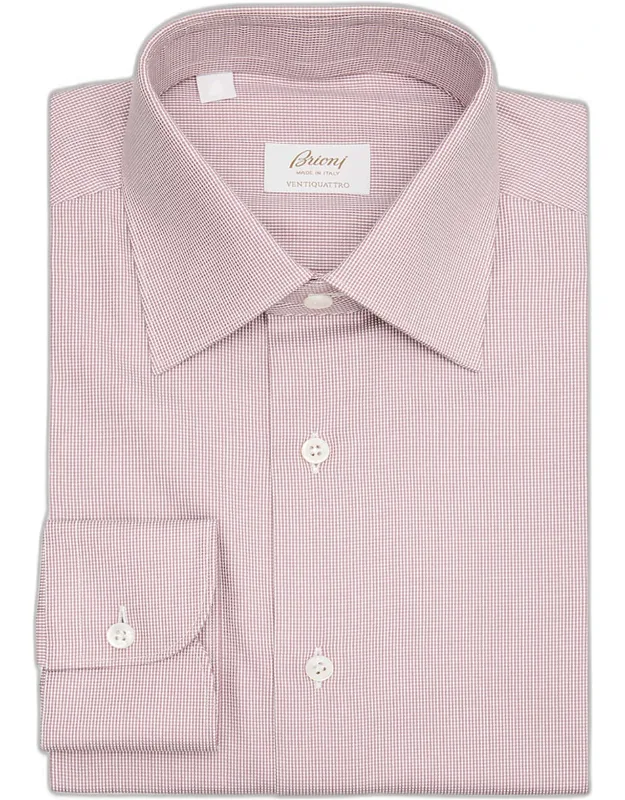 Ventiquattro Cotton Micro-houndstooth Dress Shirt