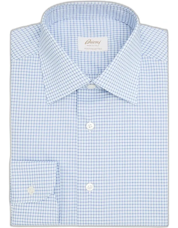 Ventiquattro Cotton Grid Check Dress Shirt