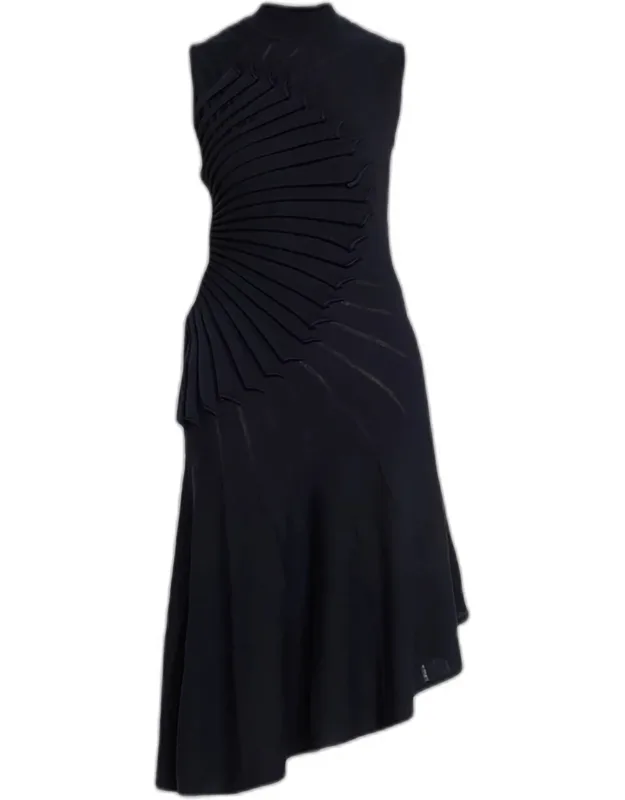 Mock-neck Sculpting Wool Dress