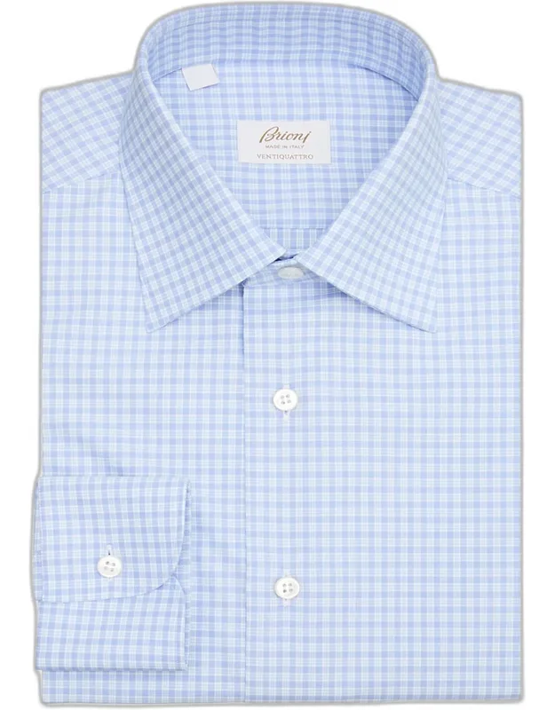 Ventiquattro Cotton Micro-plaid Dress Shirt