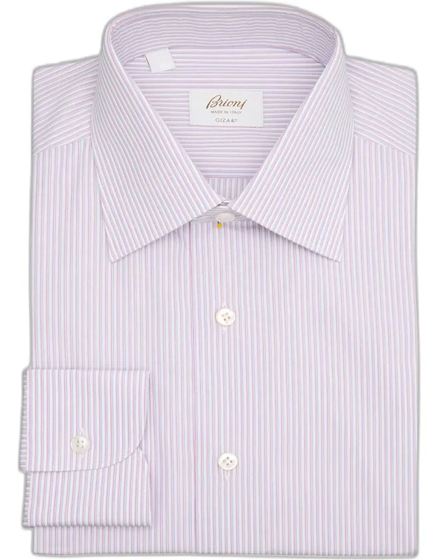 Giza 87 Cotton Multi-stripe Dress Shirt
