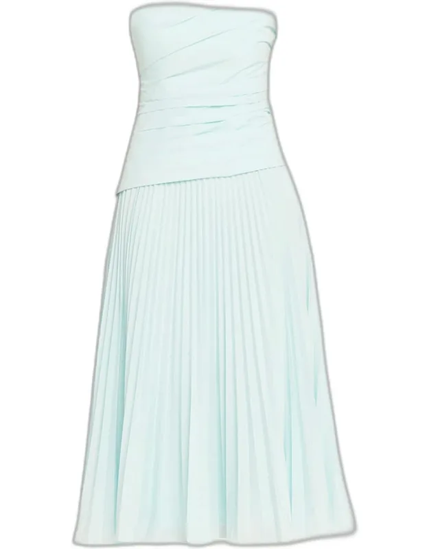 Arie Strapless Pleated Maxi Dress