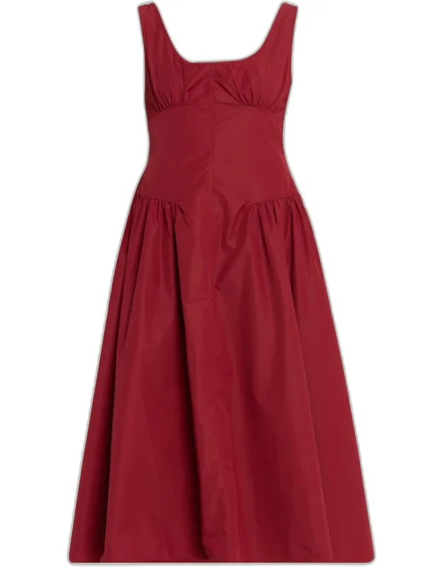 Kendal Drop-waist Technical Cotton Midi Dress