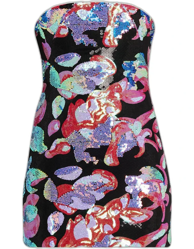 Sequined Floral Mini Dress