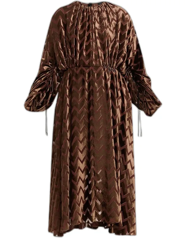 Zig Zag Devore Velvet Midi Dress